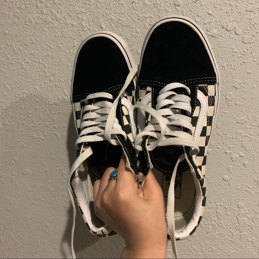 VANS black white checkered sneaker shoes